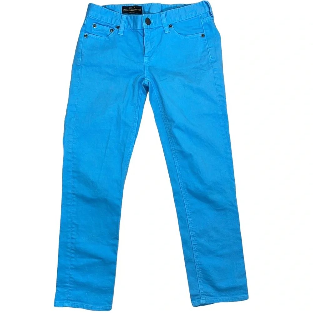 J. Crew Cropped matchstick blue jeans.